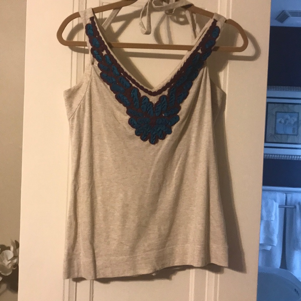 Etcetera embellished tank with halter ties